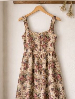 MILA MAE TAPESTRY CORSET FIT & FLARE MIDI DRESS SIZE MEDIUM
